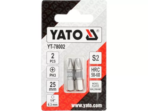 YATO SKRUTKOVACIE BITY 1/4 25 MM PH3 2 KS Ni (YT-78002)