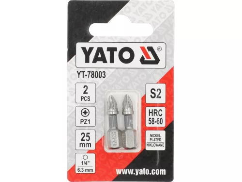 YATO bity skrutkovacie 1/4 25MM PZ1 2 KS Ni (YT-78003)