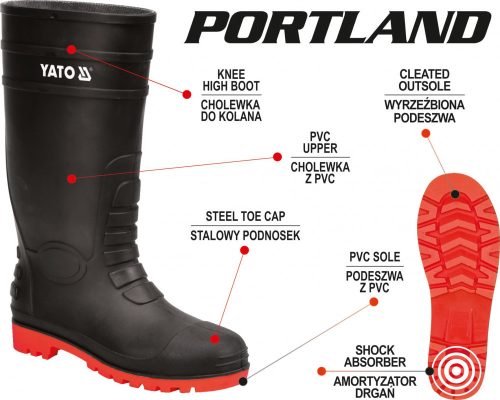 YATO BEZPEČNOSTNÉ Gumené čižmy PORTLAND 45 (YT-80887)