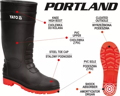 YATO BEZPEČNOSTNÉ OBUV DO dažďa PORTLAND 46 (YT-80888)