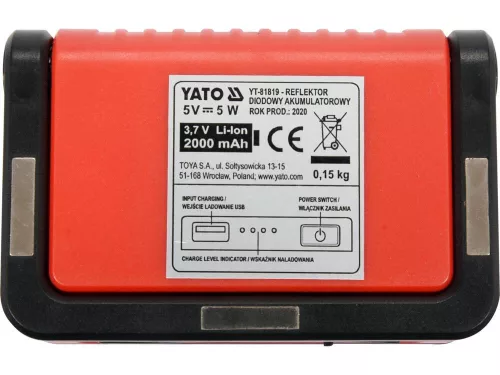 YATO Prenosný reflektor 5W COB LED 300LM (YT-81819)