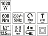 YATO elektrický rázový uťahovák 1/2" 600 nm 1020 w (YT-82021)