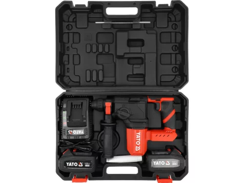YATO akumulátorové vŕtacie kladivo SDS Plus 18 V, 2,5 J, 2×4 Ah a rýchlonabíjačka (YT-827722)