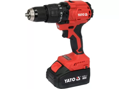YATO AKUMULÁTOROVÁ BEZKEFOVÁ PRÍKLEPOVÁ VŔTAČKA 18V 120NM S DVOMA 4AH BATÉRIAMI A NABÍJAČKOU (YT-8277915)
