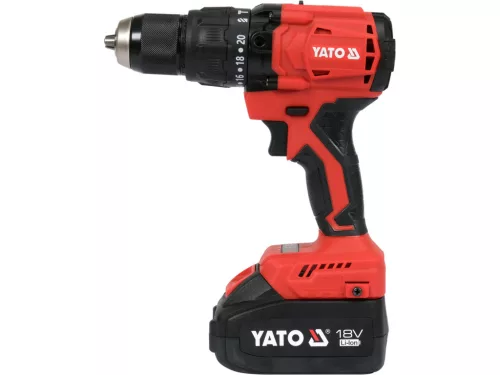YATO AKUMULÁTOROVÁ BEZKEFOVÁ PRÍKLEPOVÁ VŔTAČKA 18V 120NM S DVOMA 4AH BATÉRIAMI A NABÍJAČKOU (YT-8277915)