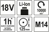 YATO Brúska uhlová AKU 125 mm 18V 10000 ot. (Bez batérie) (YT-82827)