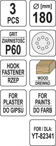 YATO BRÚSNY PAPIER NA SÁDROKARTU 180MM P60 (YT-83461)