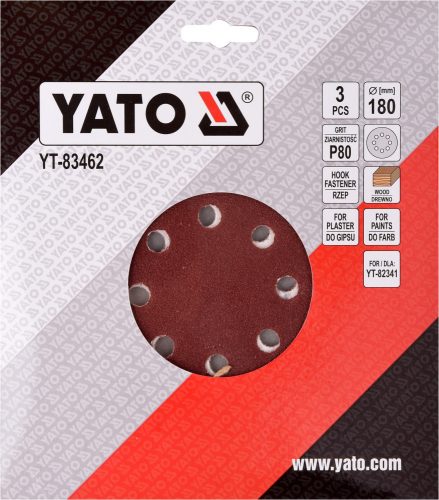 YATO BRÚSNY PAPIER NA SADROKARTÓNU 180MM P80 (YT-83462)