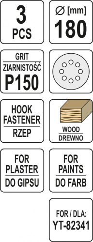 YATO BRÚSNY PAPIER NA SADROKARTÓNU 180MM P150 (YT-83465)