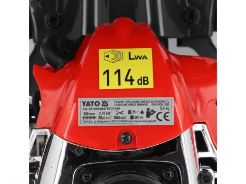 YATO Benzínové nožnice na živý plot 0,75 kW, dĺžka rezu 600 mm, otočná rukoväť 180° (YT-84797)