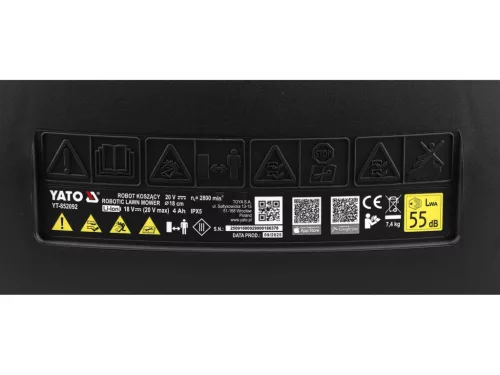 YATO robotická kosačka do 800 m², Wi‑Fi / Bluetooth ovládanie, 20 V 4 Ah (YT-852092)
