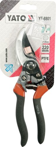 YATO Nožnice záhradnícke 220mm (priemer do 25mm) šikmý strih (YT-8801)