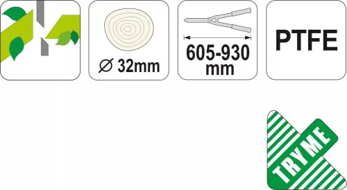 YATO Nožnice na konáre teleskopické. 650-900mm (priemer 32mm) šikmý strih (YT-8839)