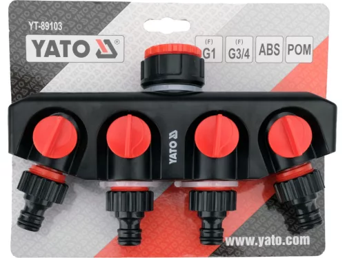 YATO Štvornásobný rozdeľovač kohútika 3/4” – 1” so samostatnými uzávermi (YT-89103)