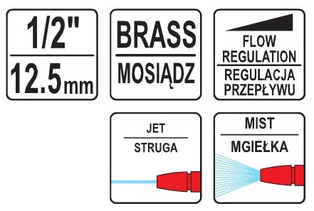 YATO Pištoľ sprejovej 1/2" nastaviteľná mosadz (YT-8967)