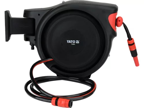 YATO Automatický záhradný hadicový navijak 25 m, 1/2", nástenný samonavíjací bubon (YT-90101)